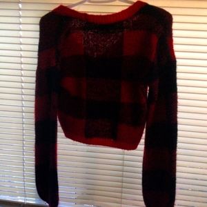 Red and black fuzzy sweater